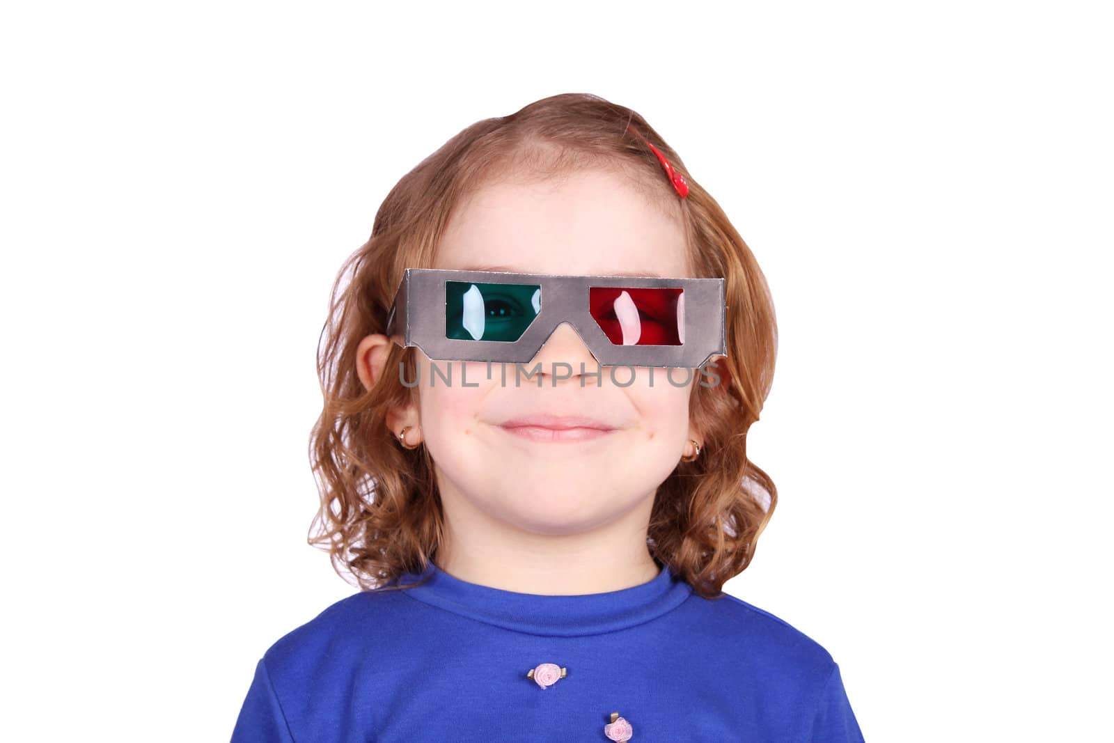 little girl with 3d glasses