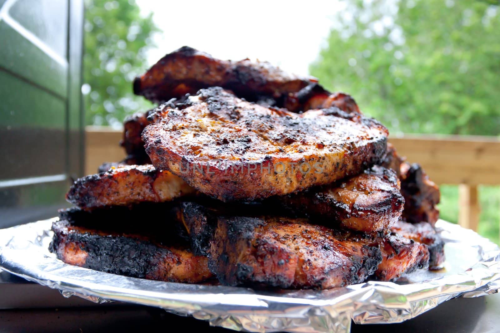 Cooked pork steaks on a plate