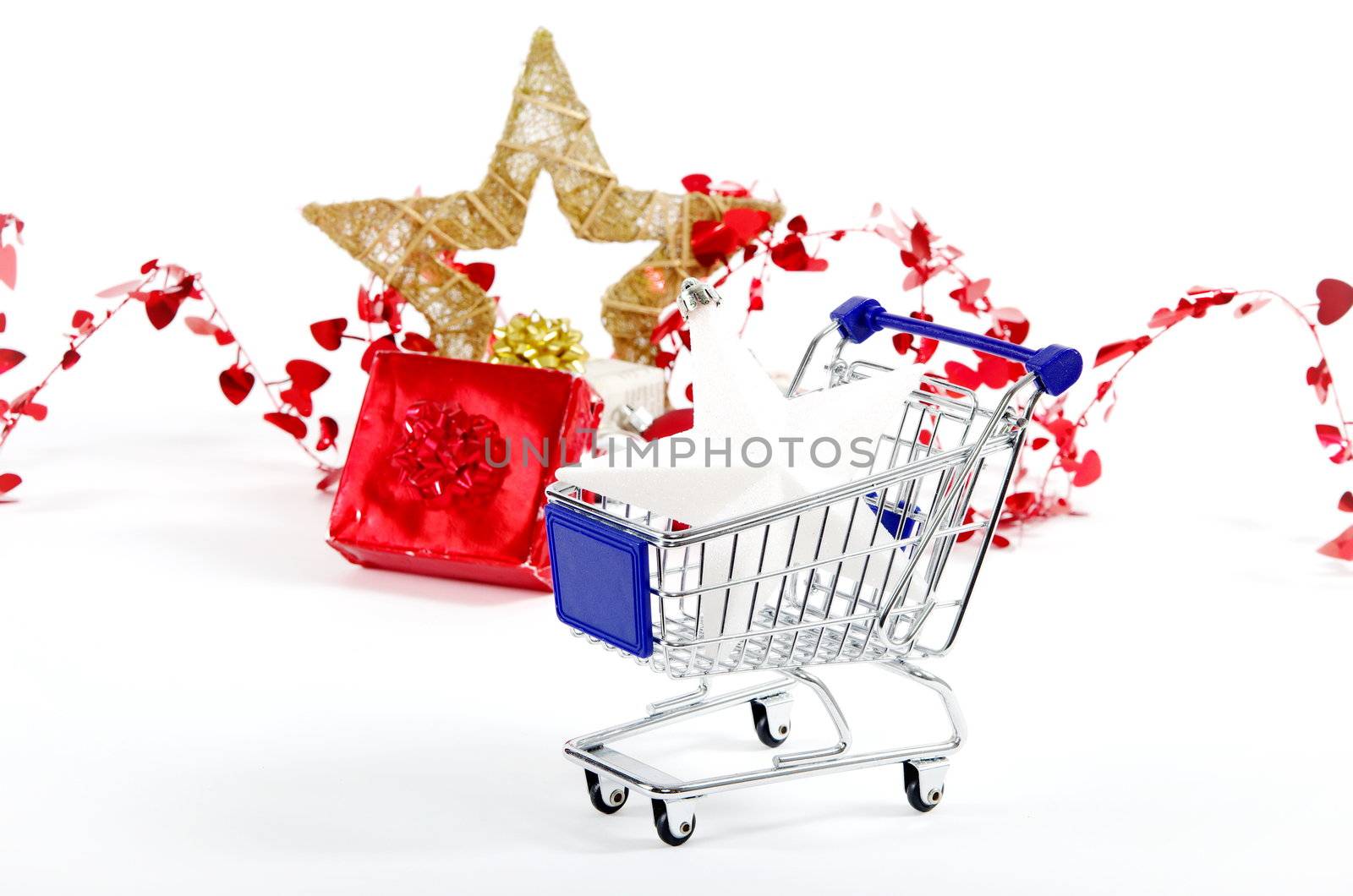 Christmas xmas shopping isolated on white background