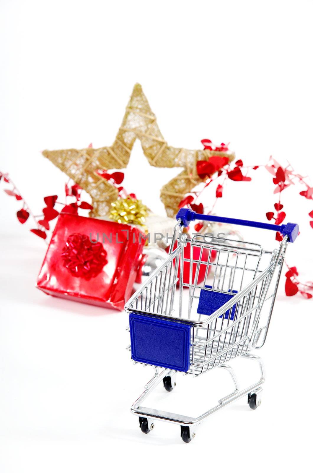 Christmas xmas shopping isolated on white background