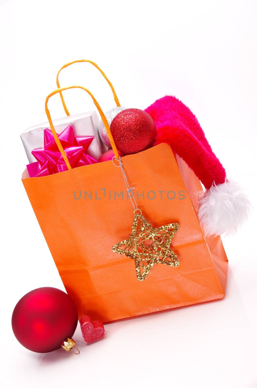 Christmas xmas shopping isolated on white background