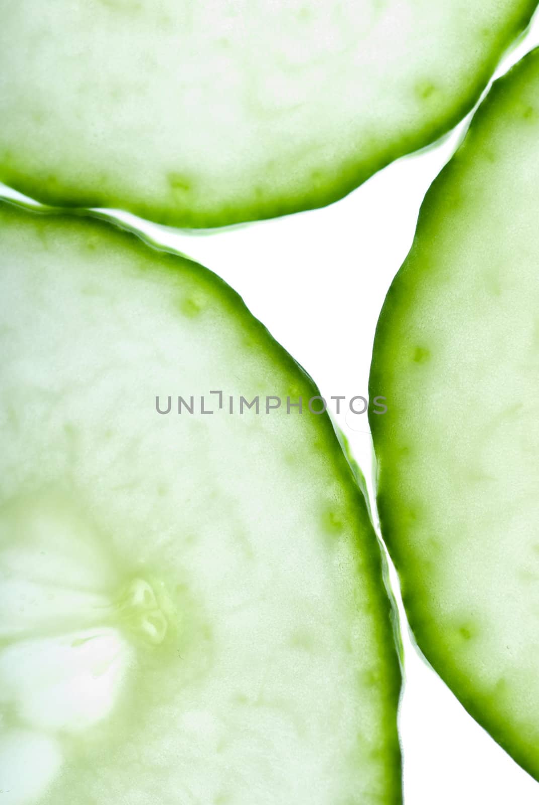 Bright cucumber circles green isolated on white