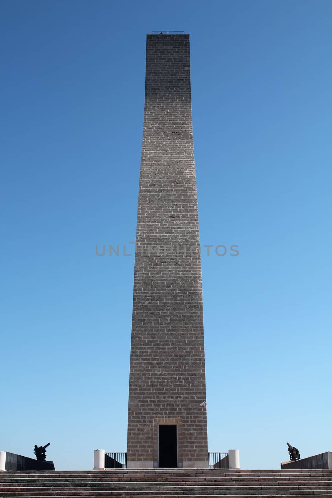 Back side of a rudder shaped monument in Brindisi, Italy. It is one of the symbol of the town
