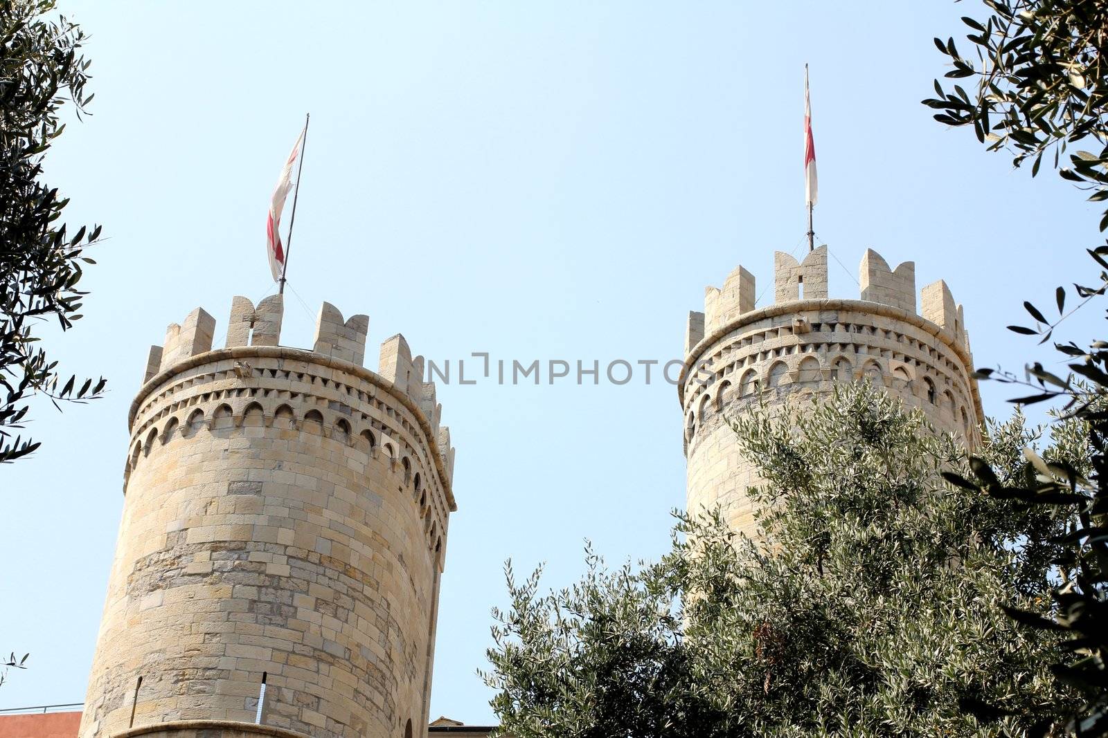 Medieval towers of Porta Soprana, in Genova, Itay
