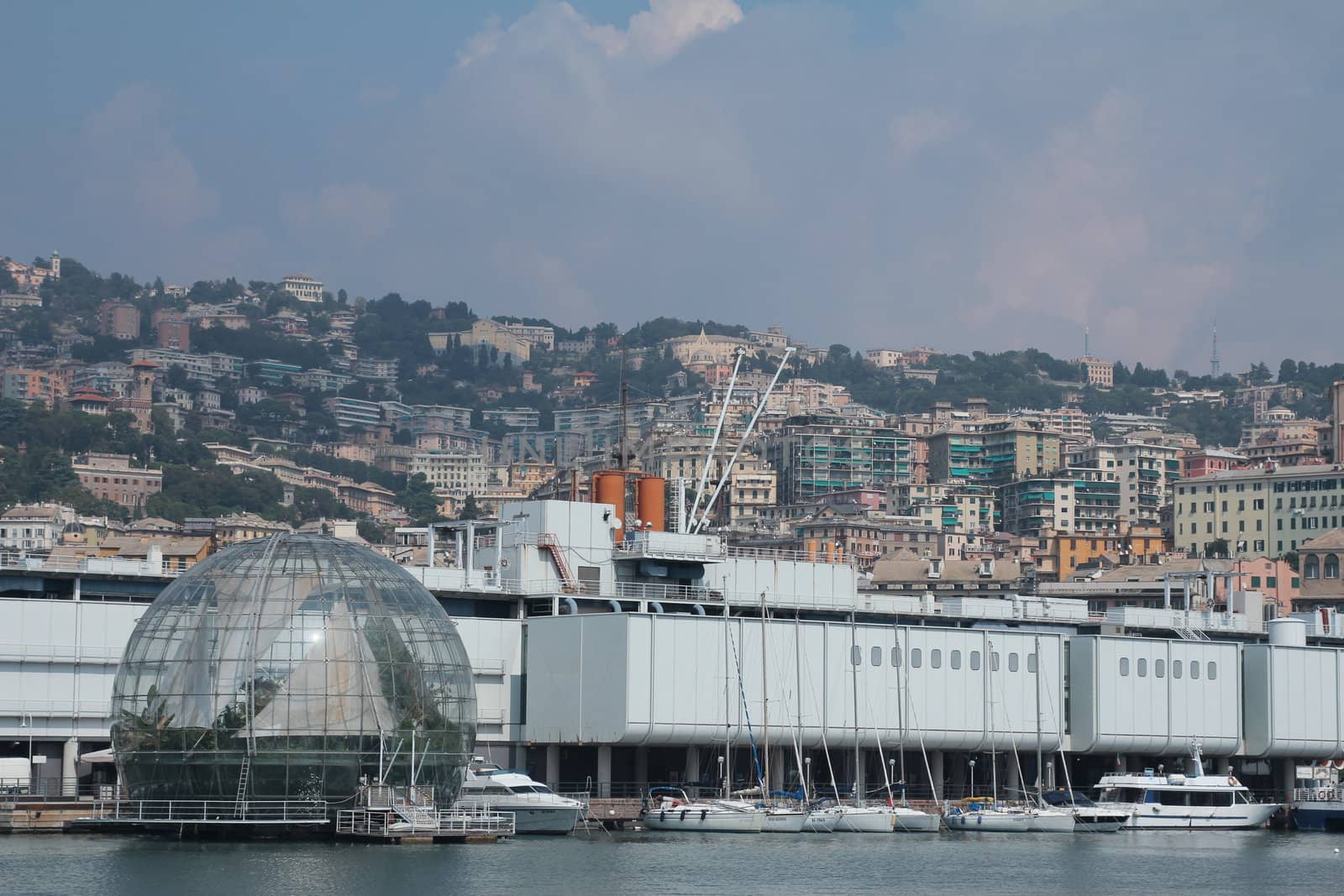 The aquarium and the sphere of Renzo Piano in the port of Genoa
