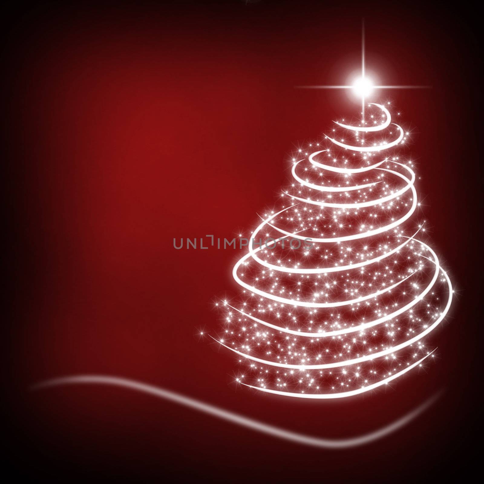 christmas background for your designs in red with a Christmas Tree 