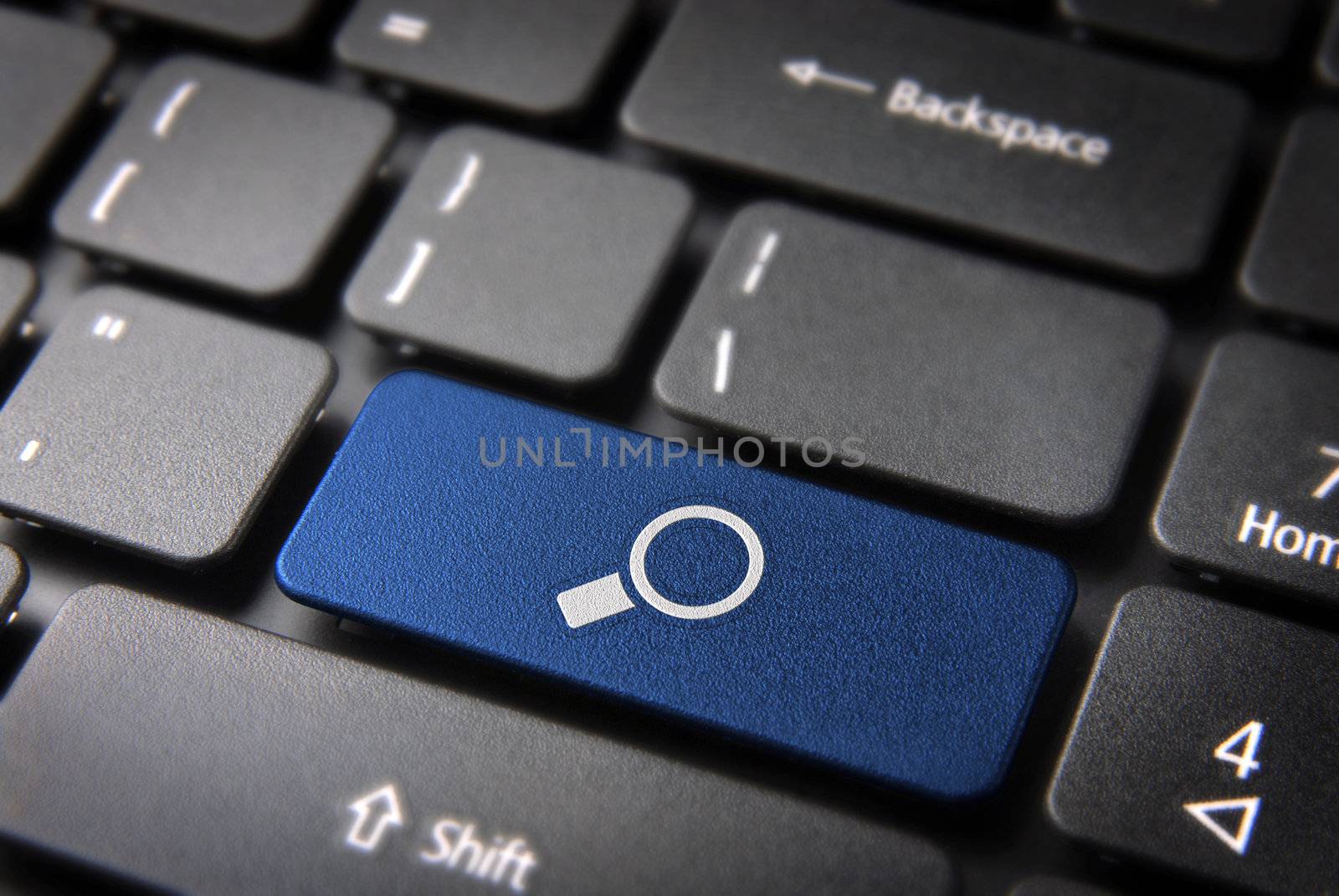 Blue search keyboard key, internet business background by cienpies