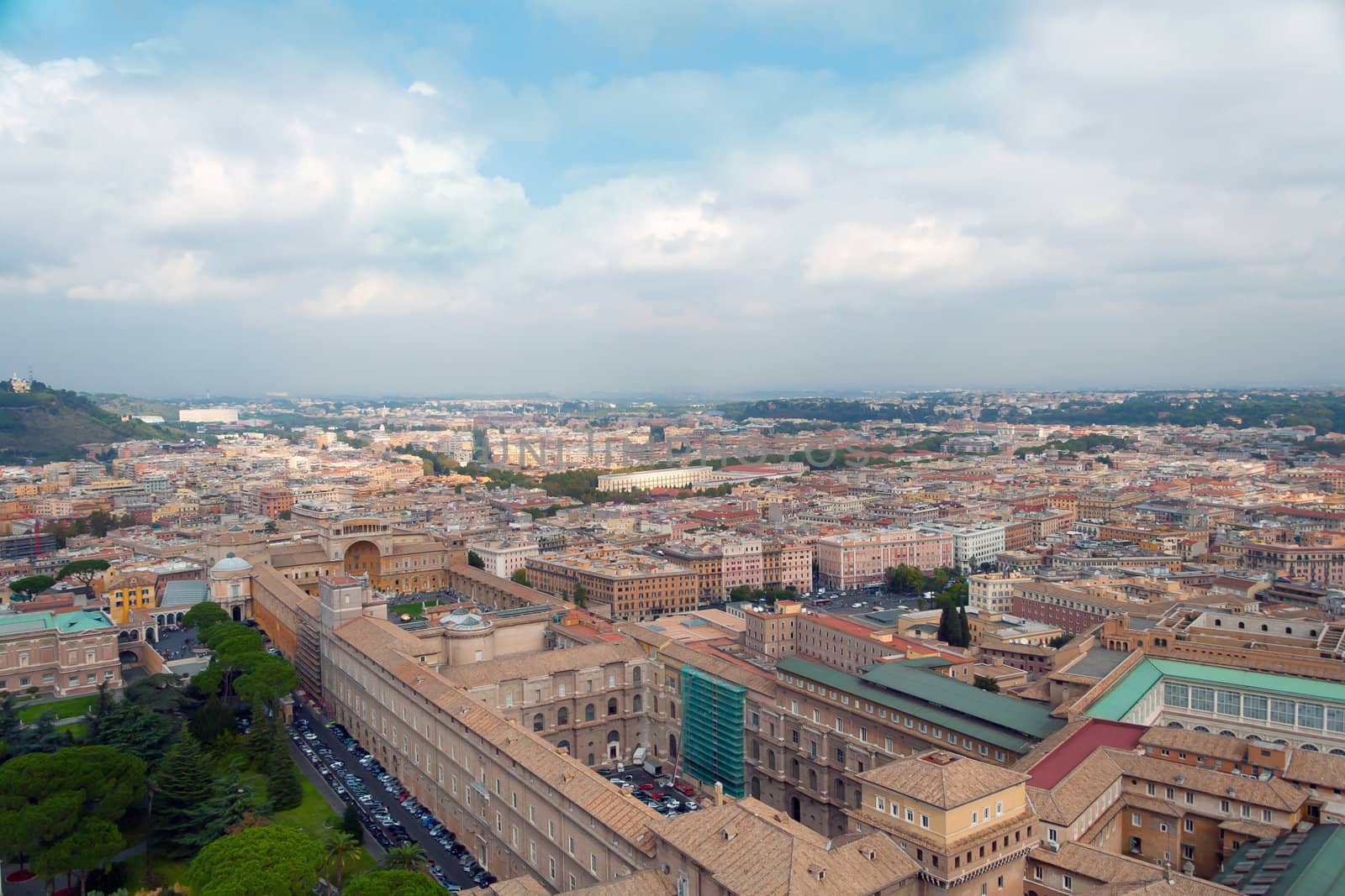 Colorful roofs of rome, italy. urban scene