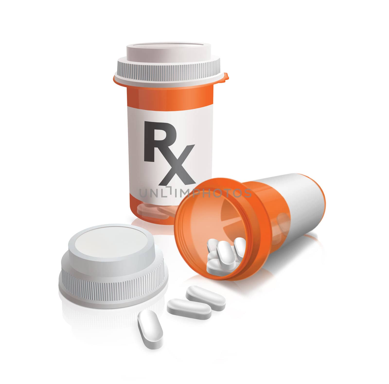 Digital illustration of two Prescription bottles.