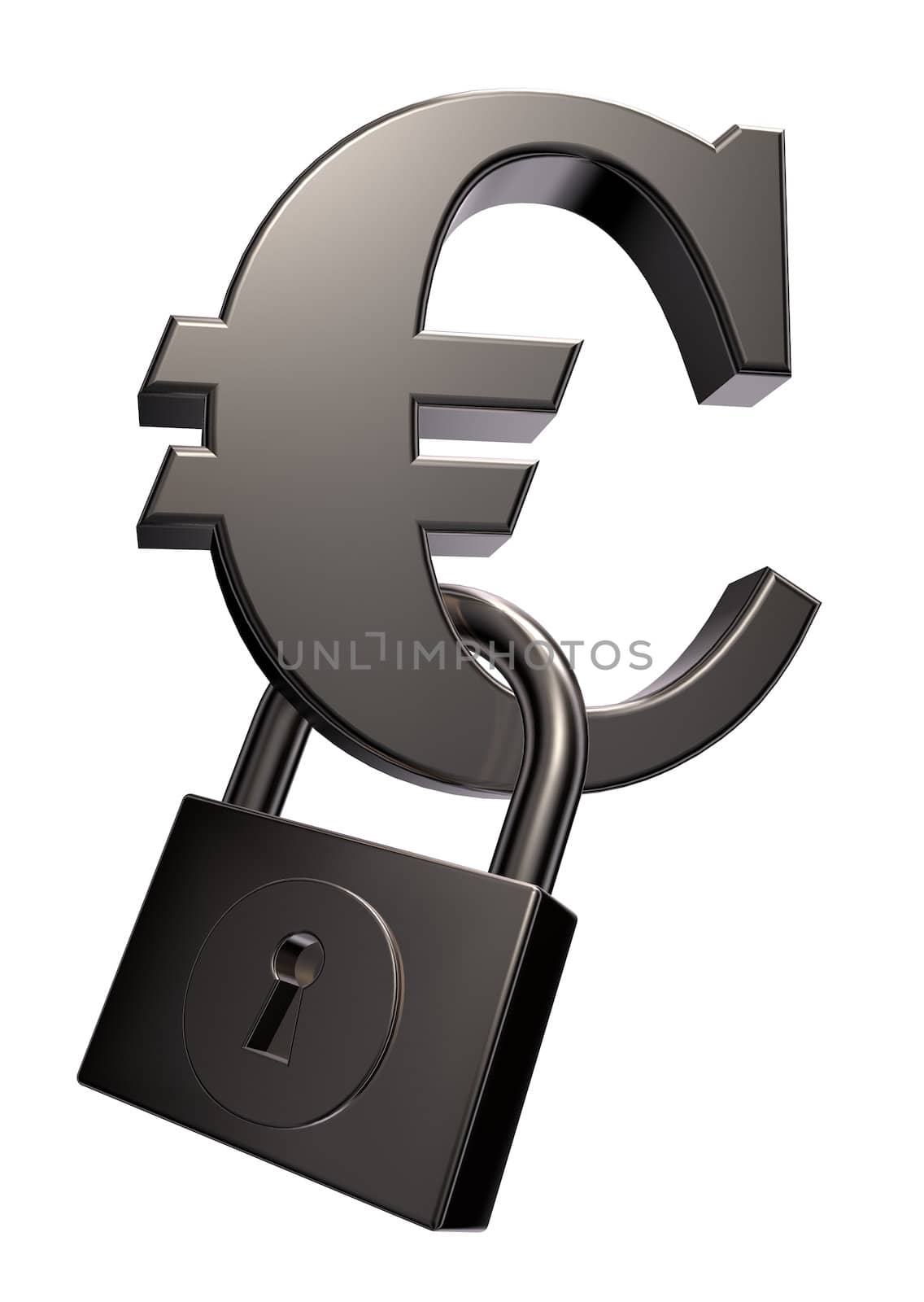 euro symbol and padlock - 3d illustration