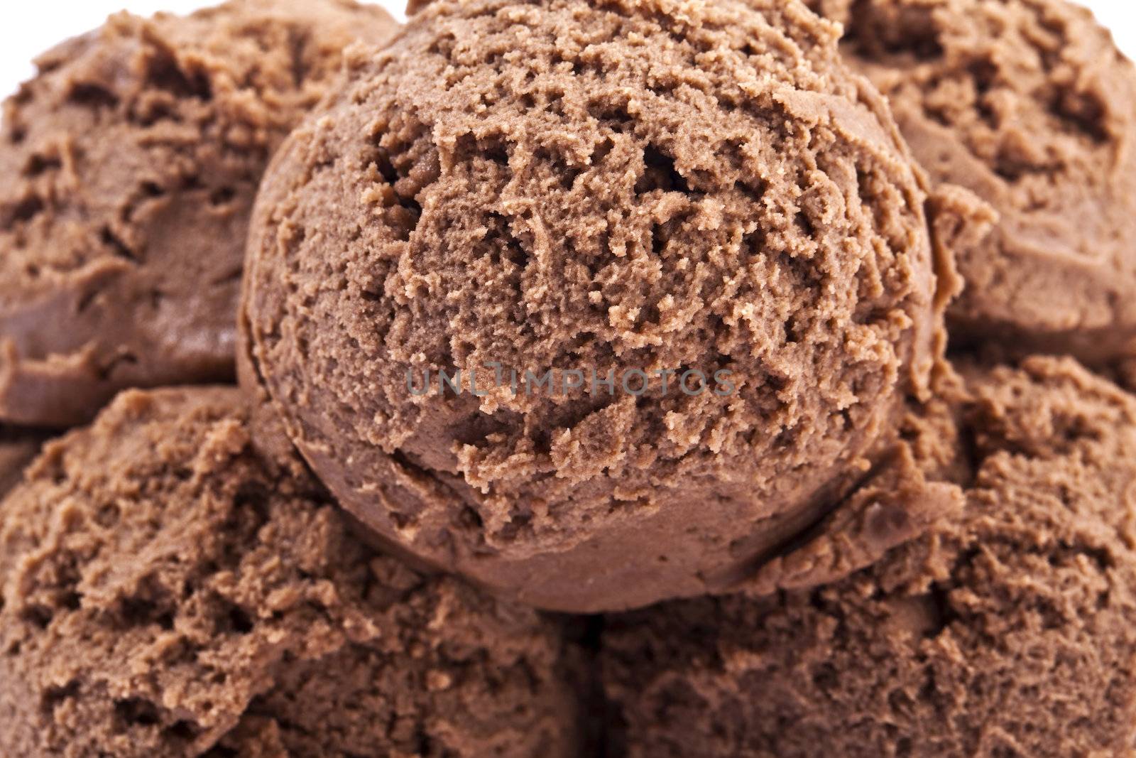 Closed up shot of chocolate ice cream scoops