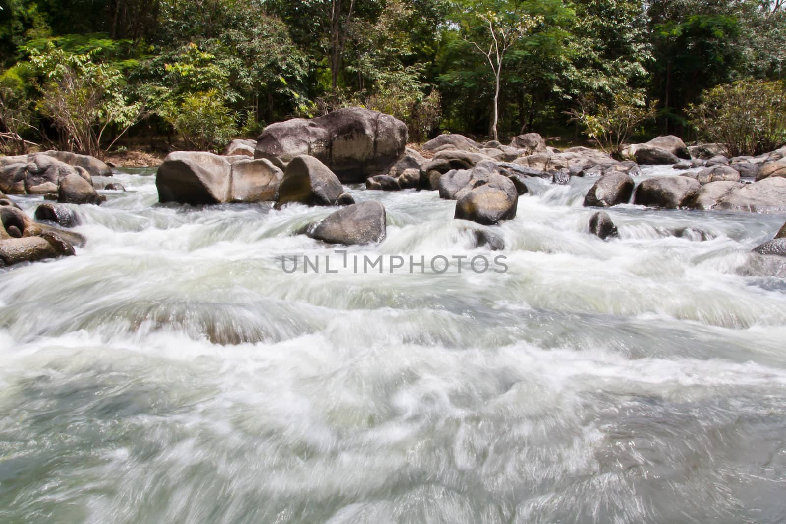 Mountain river with stone in thailand