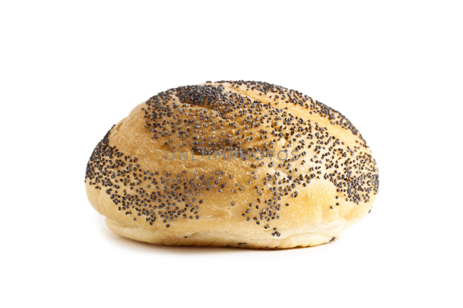 Fresh Bun with black sesame seeds isolated in a white background
