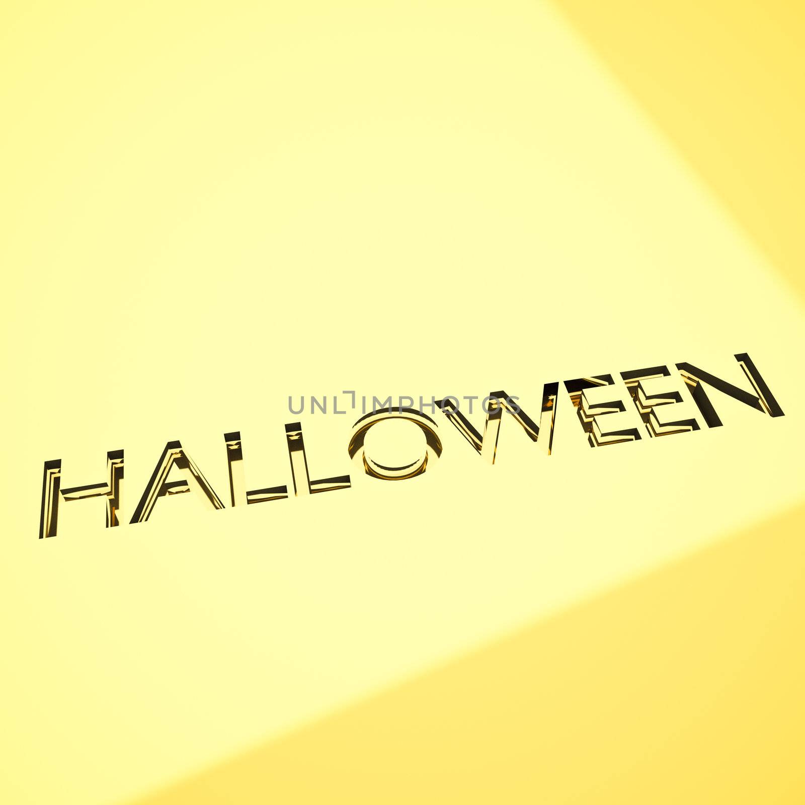 halloween greetings message with engraving effect on gold surface, 3d render.