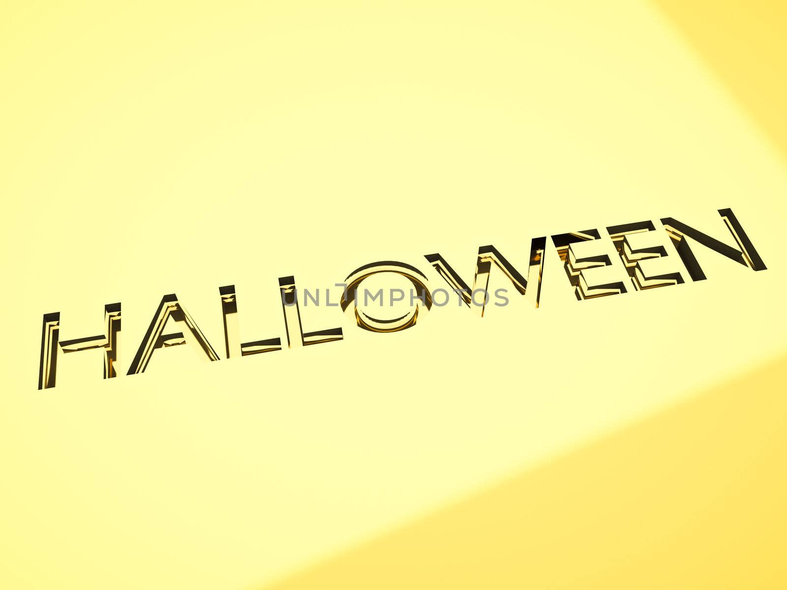 halloween greetings message with engraving effect on gold surface, 3d render.