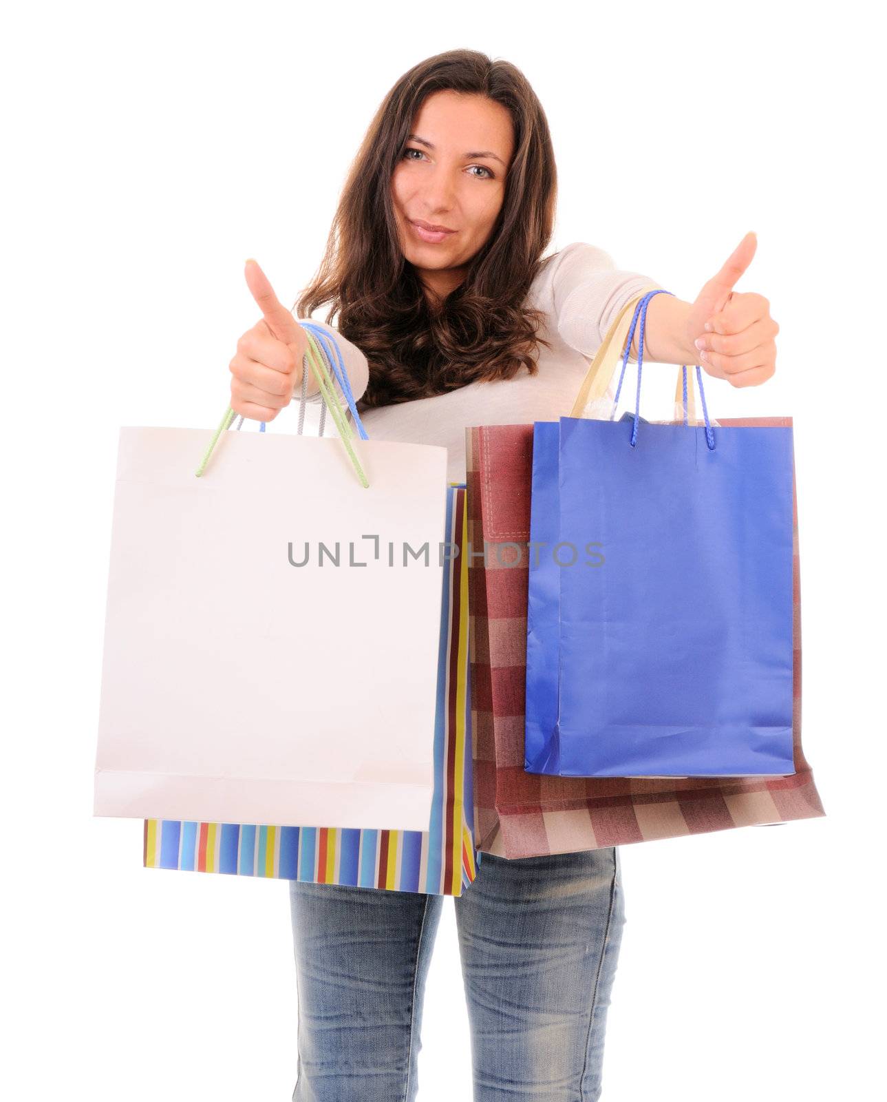 Shopping woman isolated on white