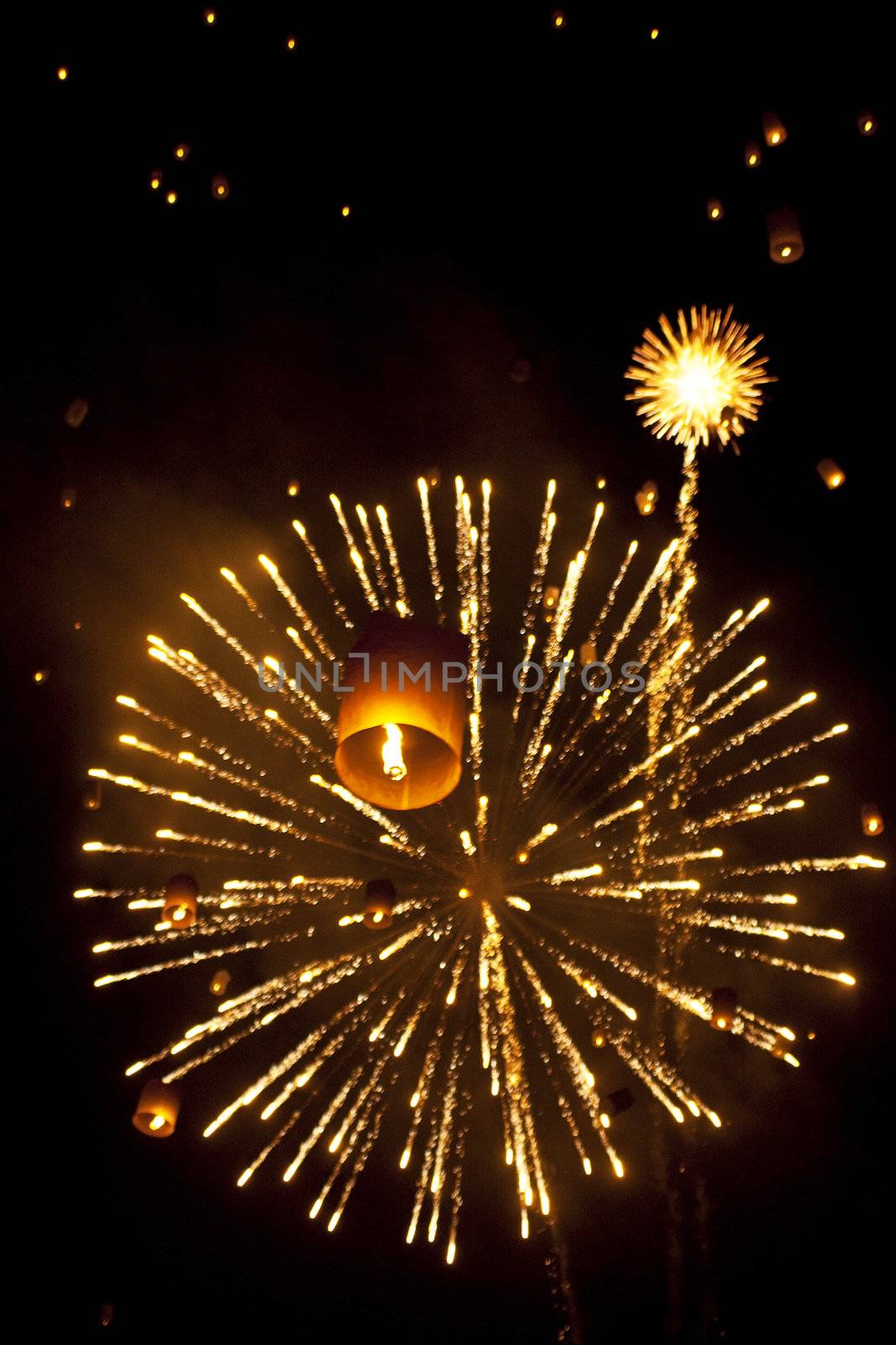 Sky lanterns firework festival,Chiangmai ,Thailand by Yuri2012