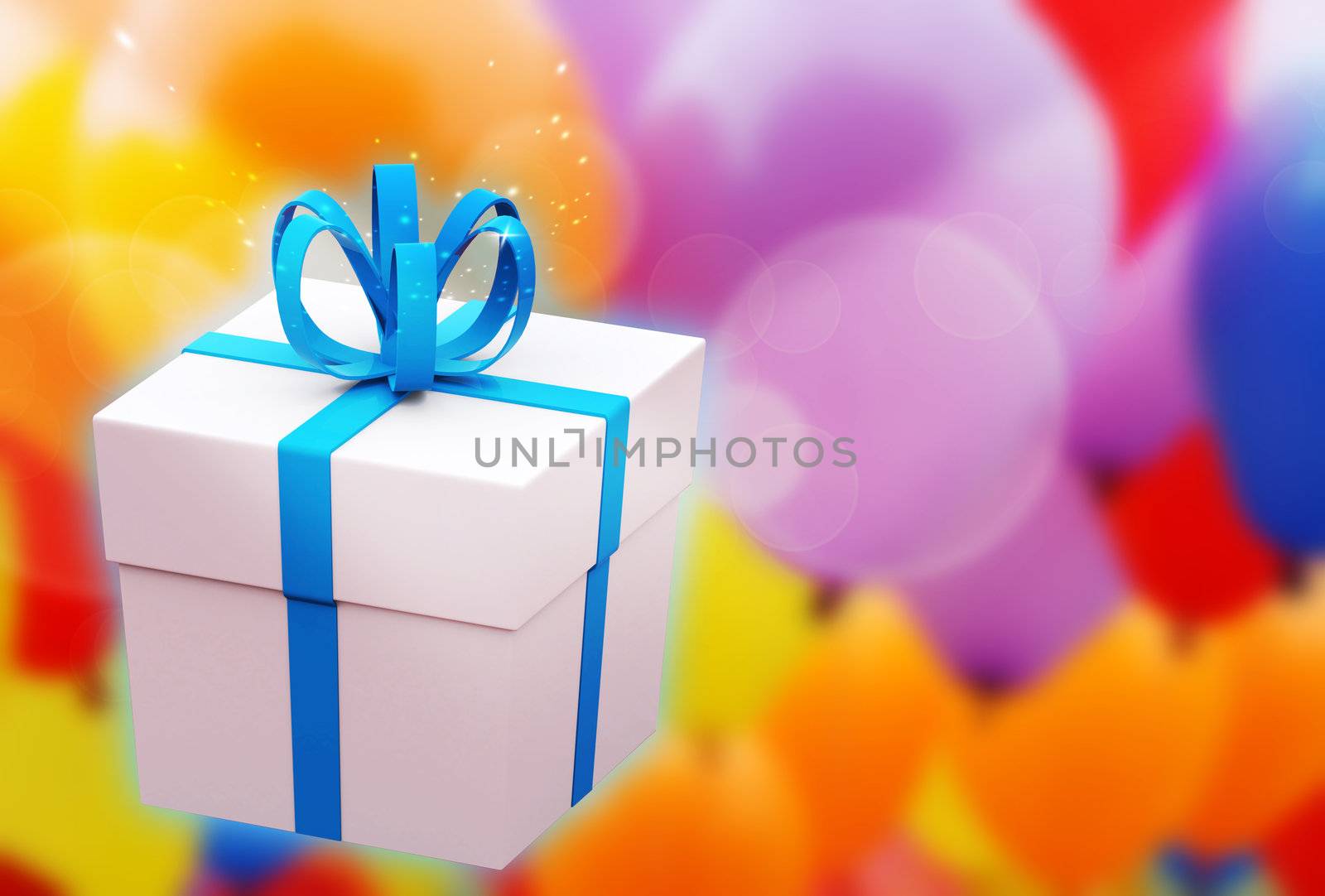 White gift box with a blue bow