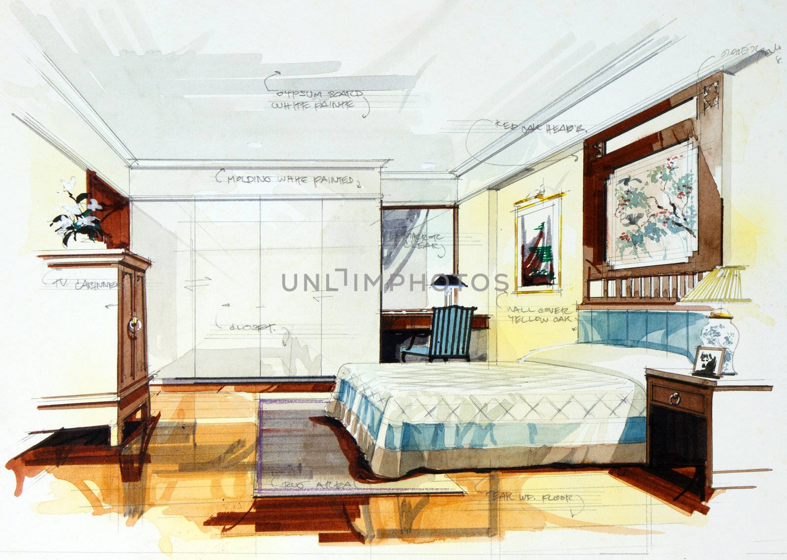Graphic sketch an bedroom by buchachon