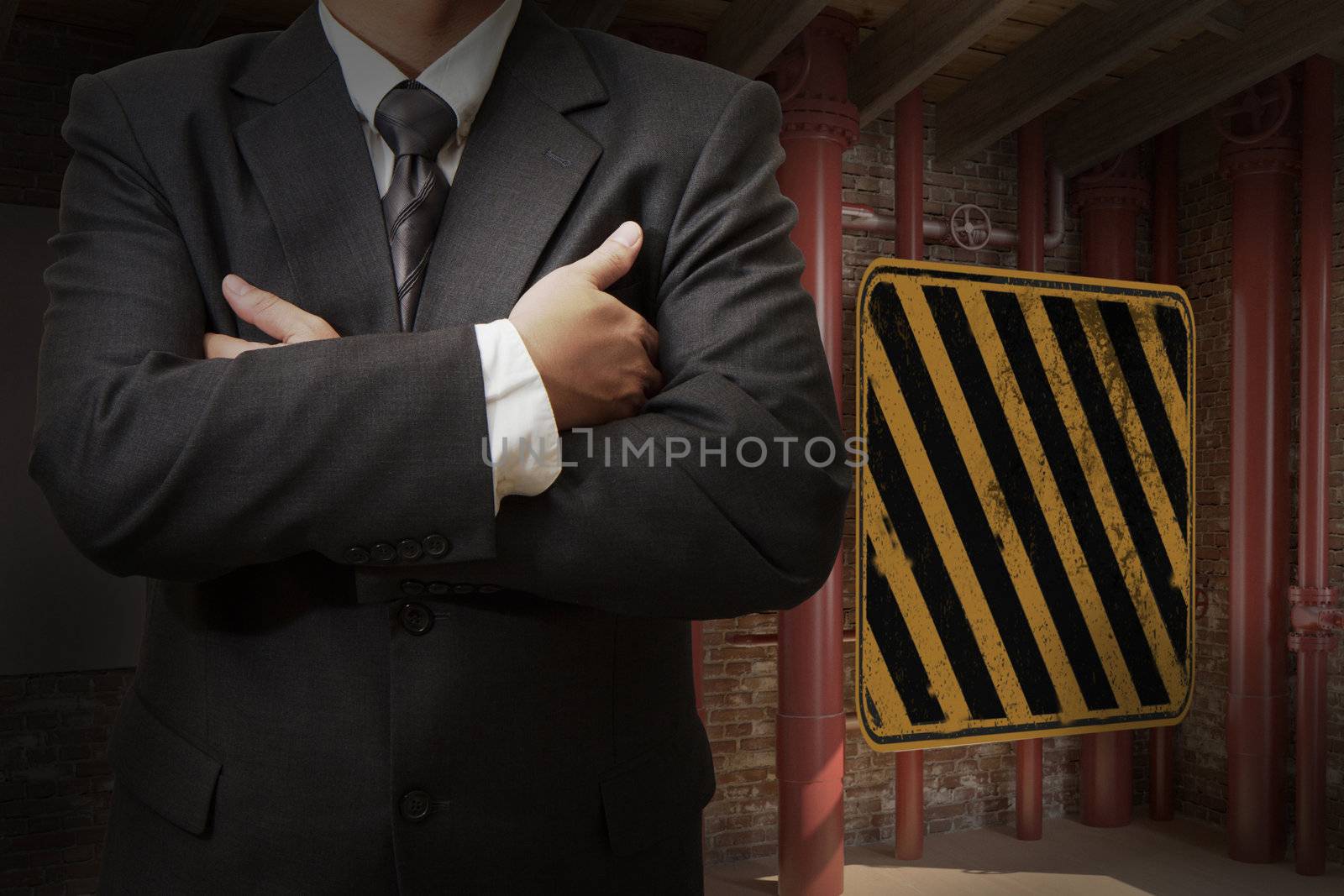 business industrial worker and sign background