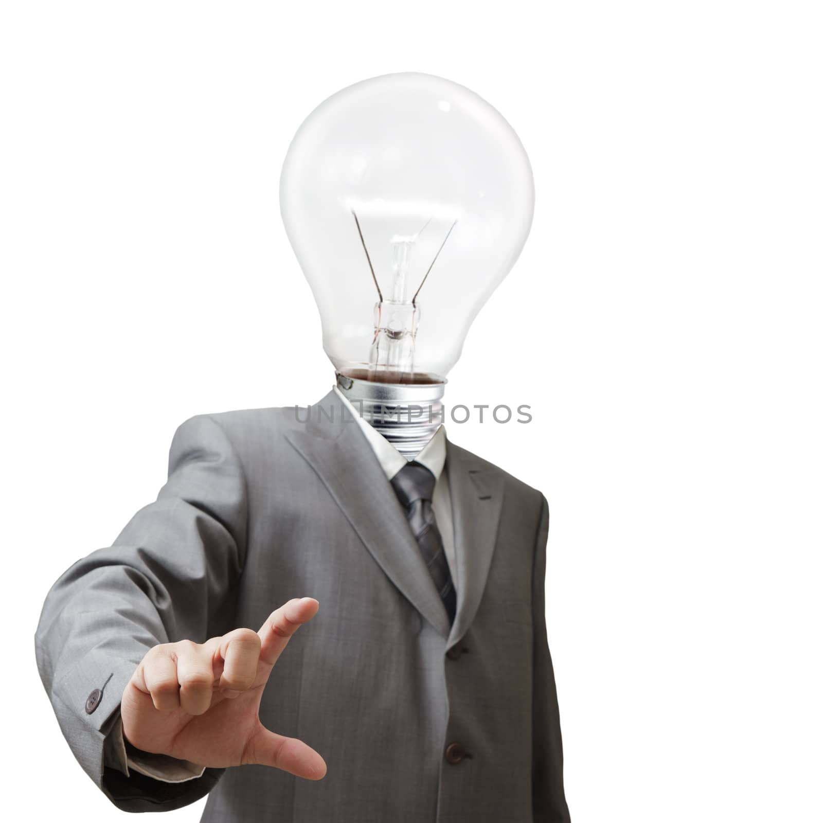 Businessman,light bulb head writing