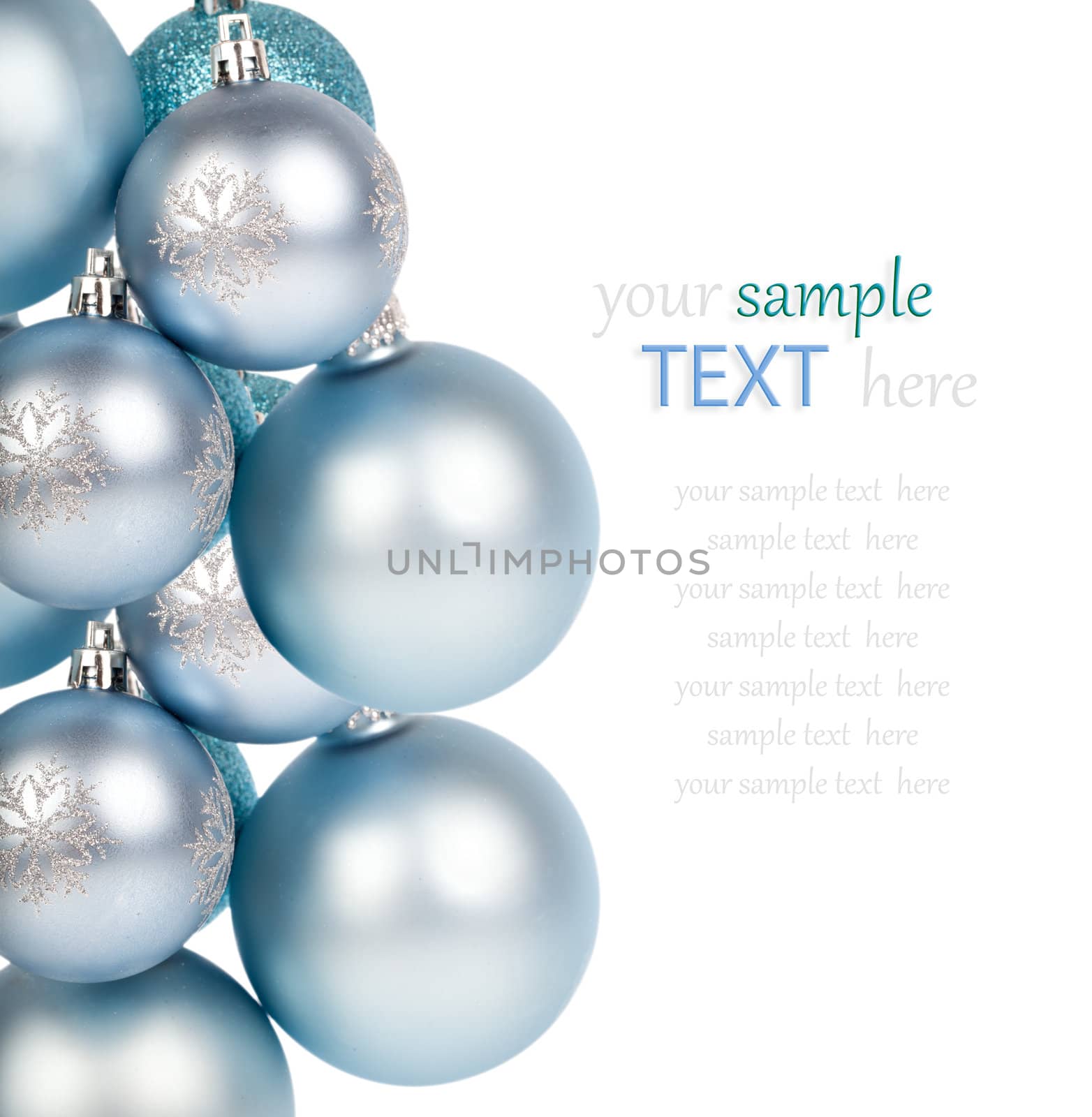 Christmas balls / ornaments, on a white background with copy spa by motorolka
