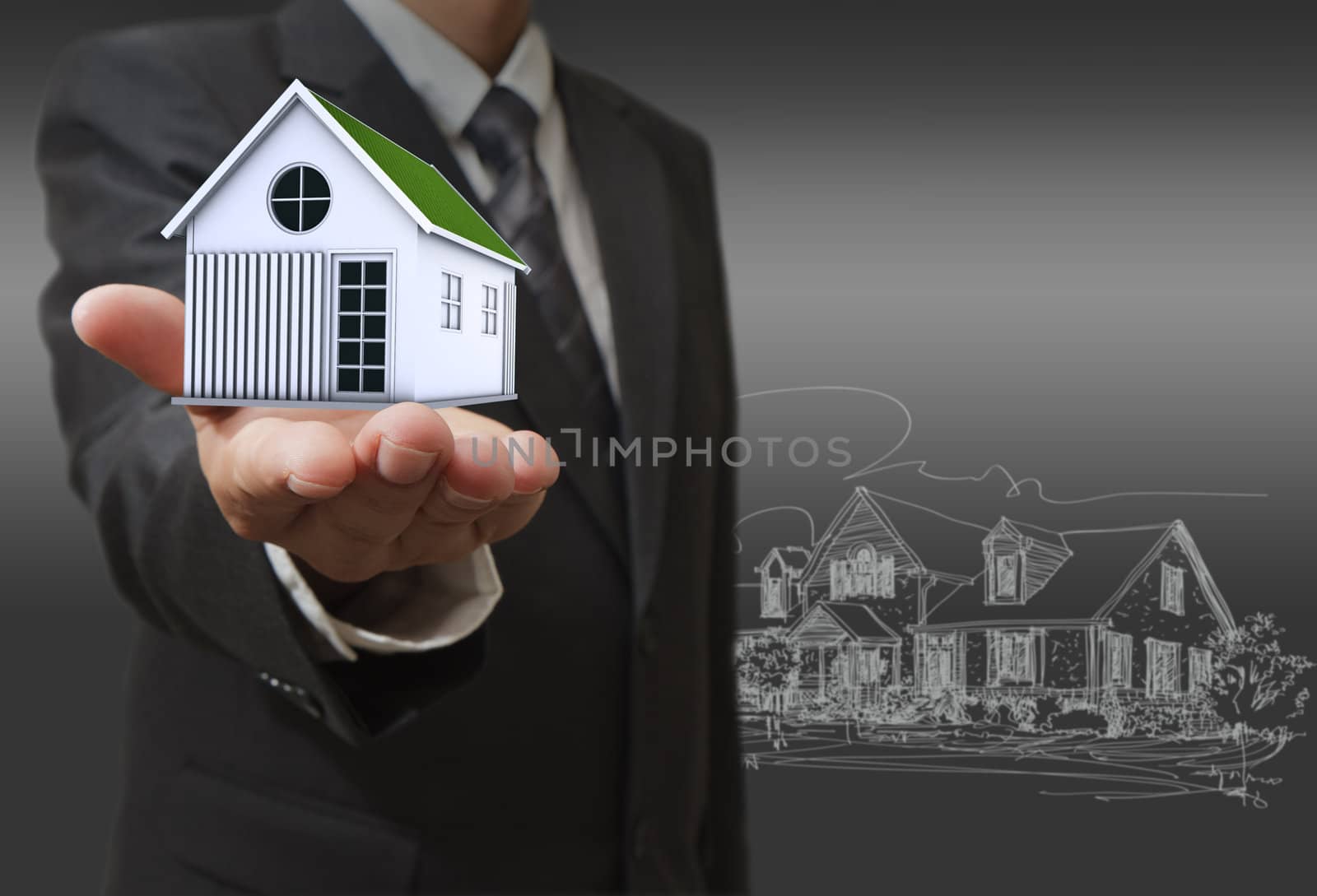 businessman shows a house