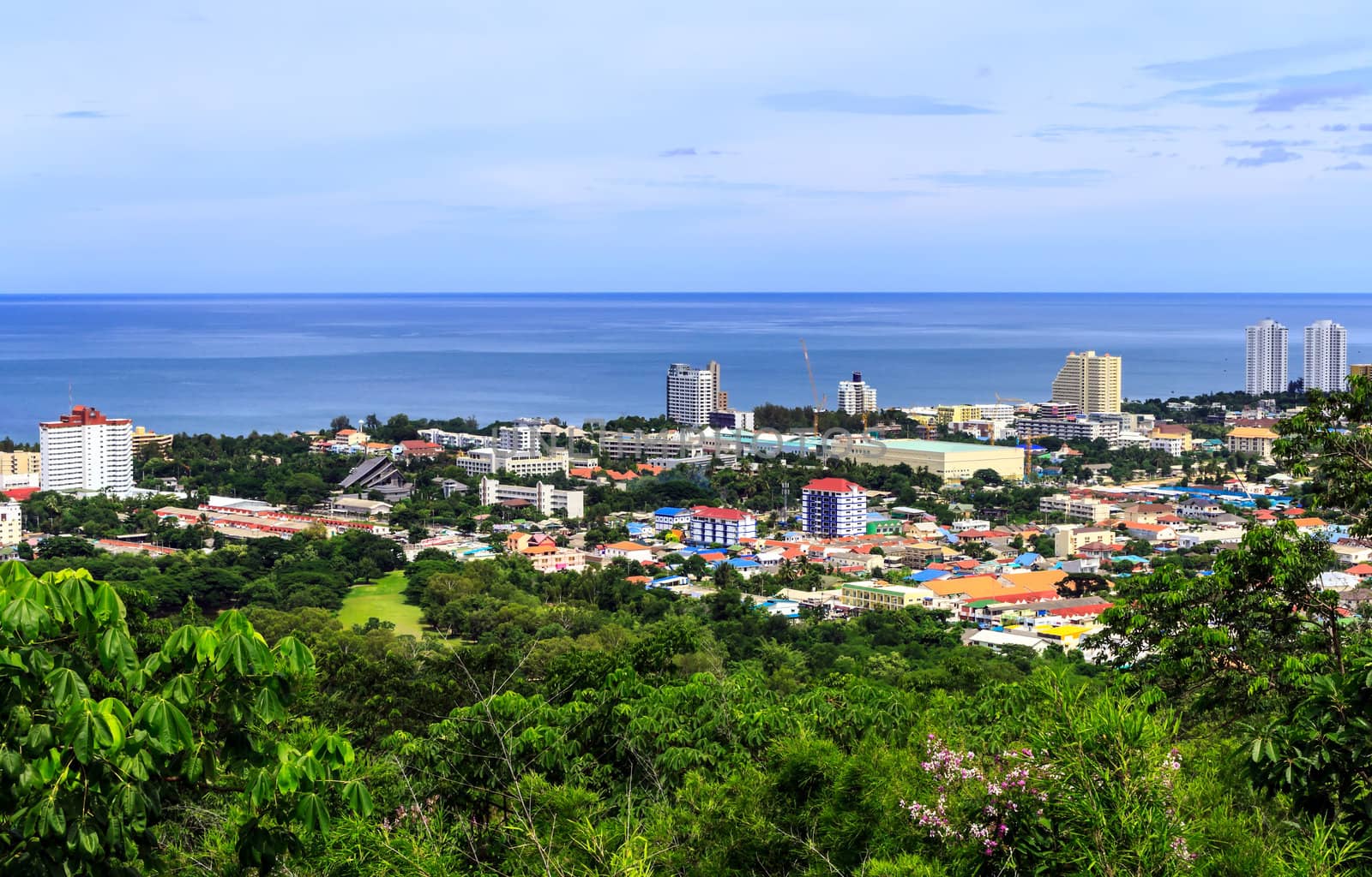 Bird's eye view of Hua-hin City, Prachuapkhirikhan Province, Thailand.