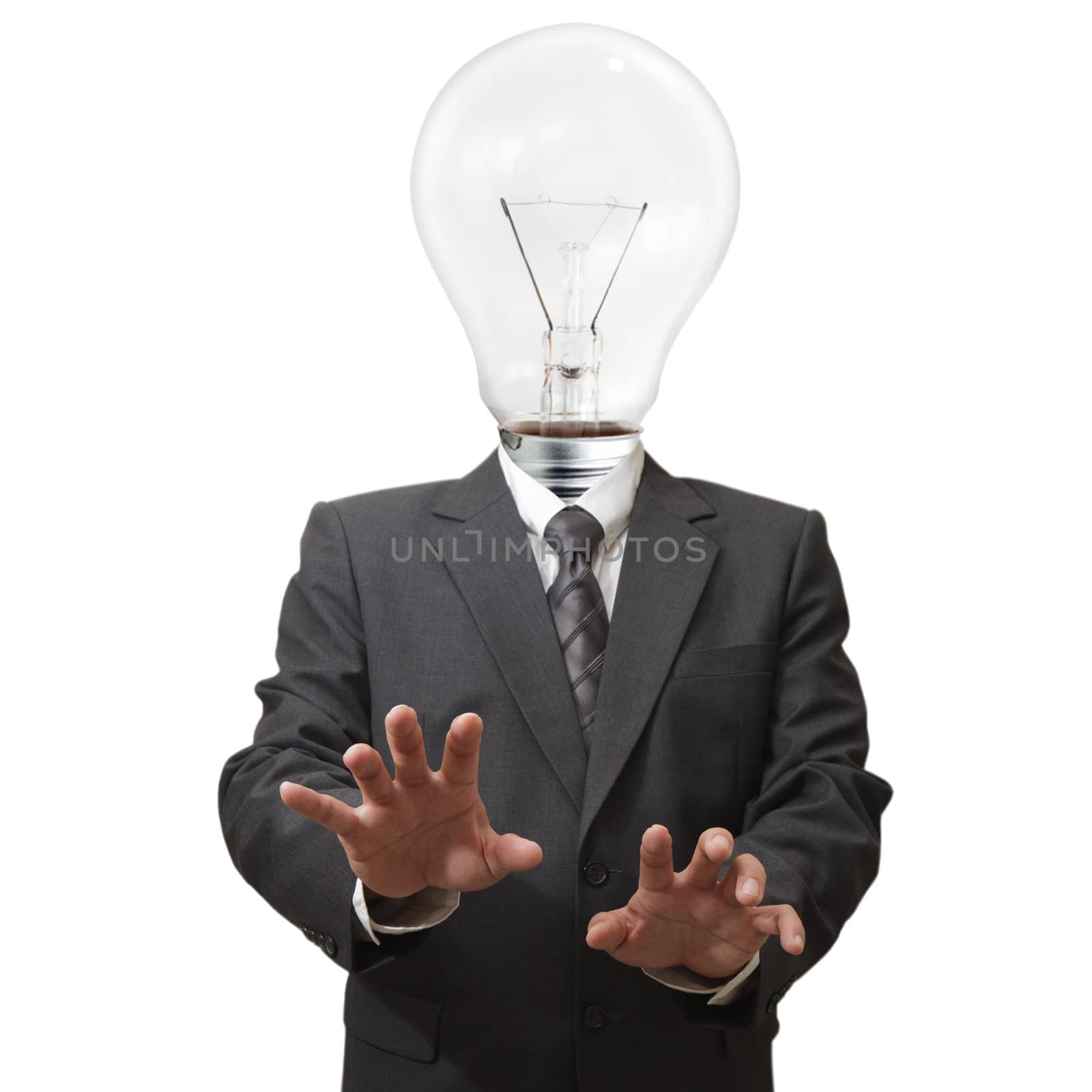 Businessman,light bulb head writing