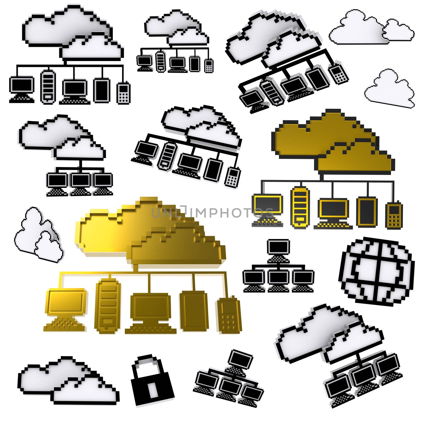 cloud network pixel icon on white background