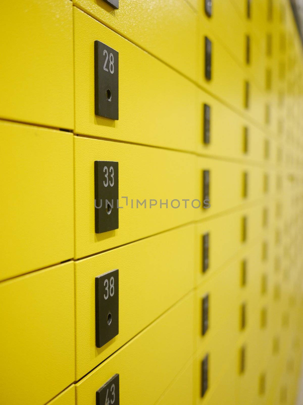 yellow private mail boxes at a post office in Croatia