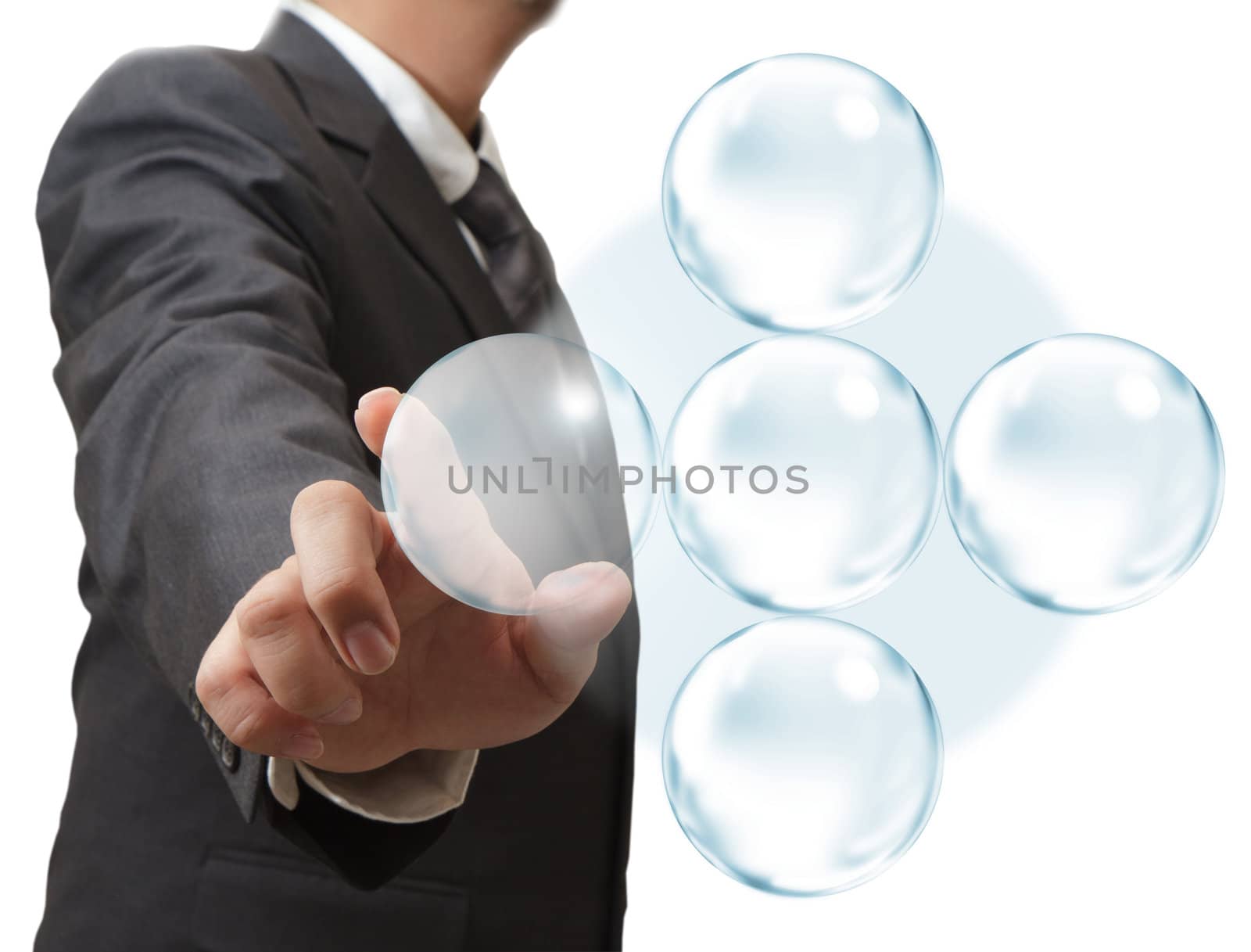 business hand drawing and blank bubble diagram