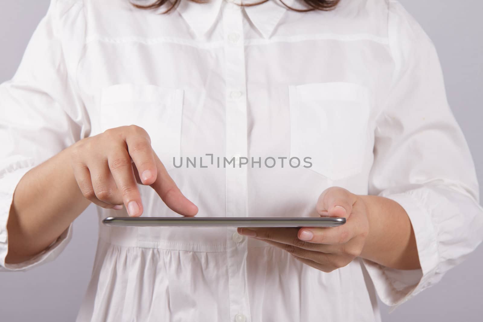 woman with tablet computer by buchachon