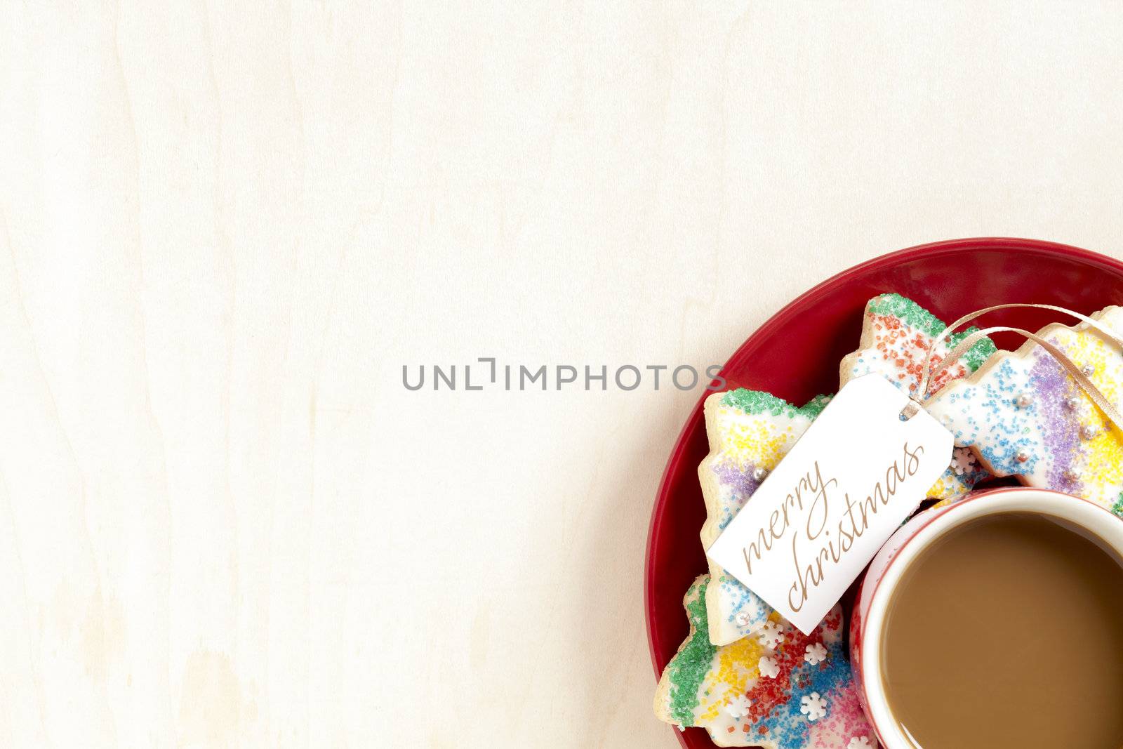 cropped image of hot chocolate with cookies in red plate by kozzi