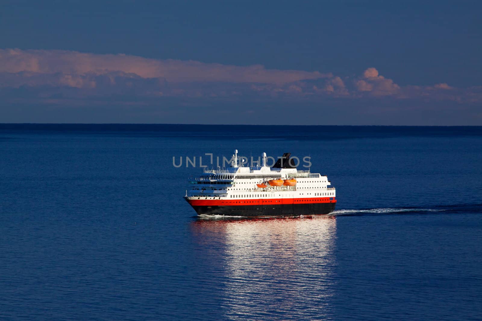 Large passenger ship out on the sea