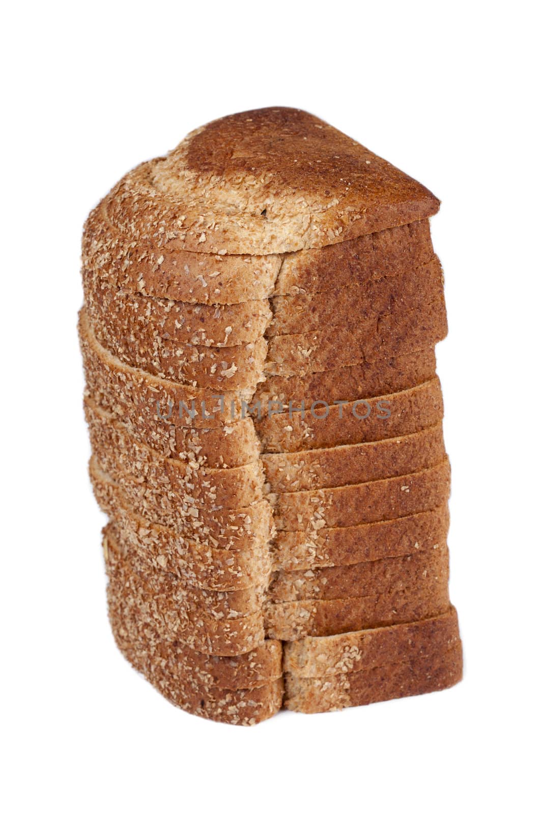 A loaf of bread over the white background