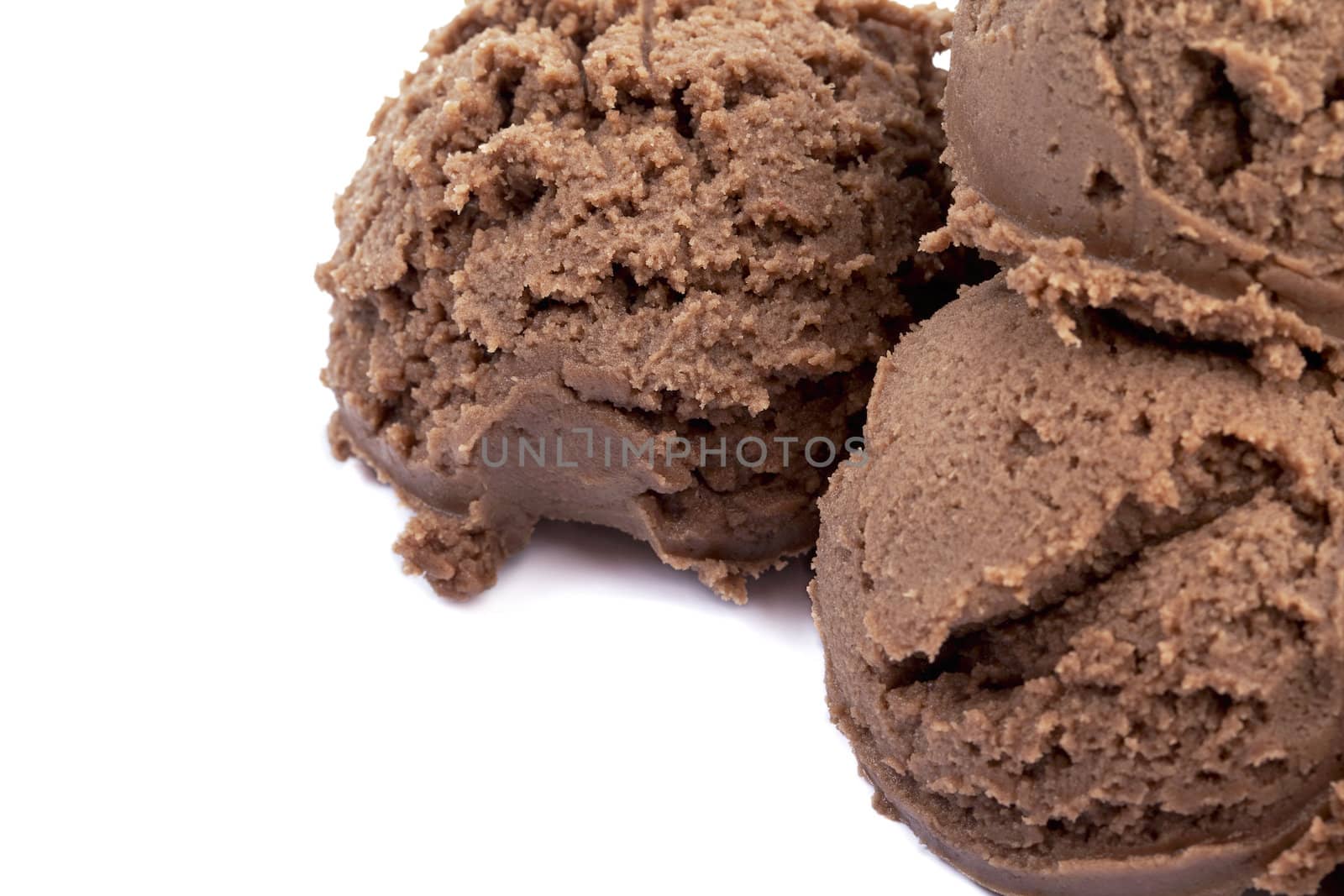 Macro image of a chocolate ice cream isolated on 