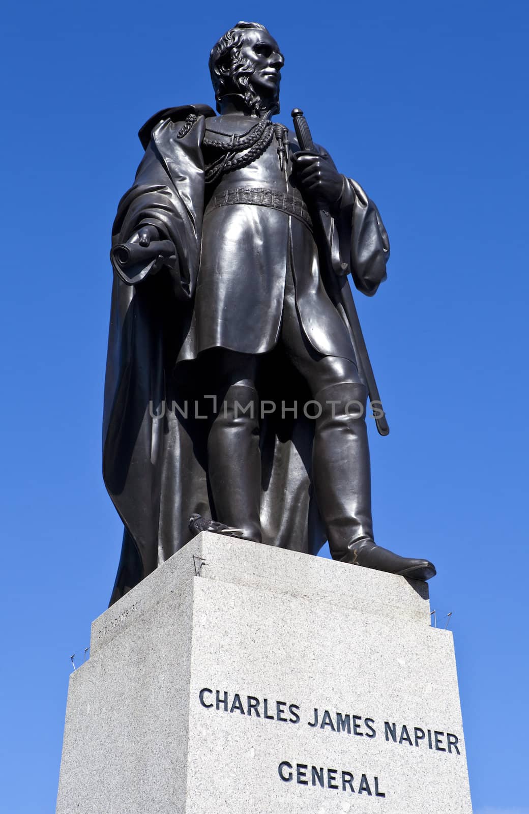 Charles James Napier Statue in Trafalgar Square, London.