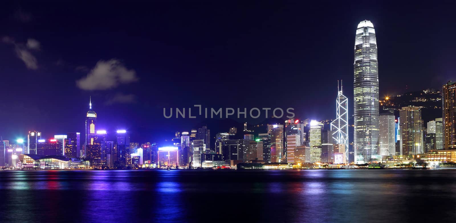 Hong Kong city at night by leungchopan