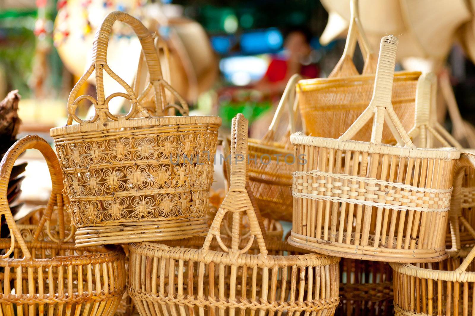 Basket wicker is Thai handmade at Suphanburi near bangkok, Thailand.