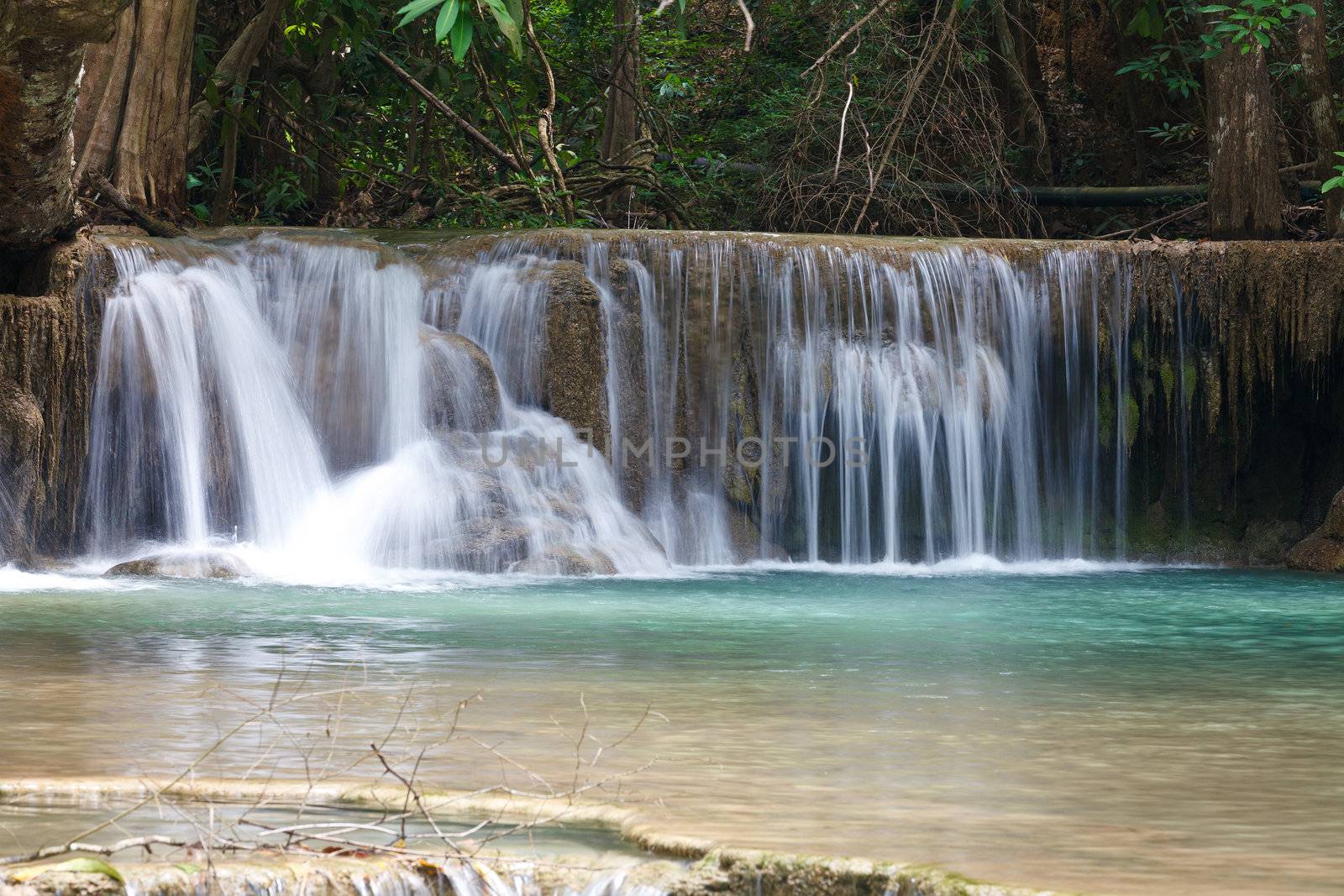 Waterfall in National Park , Kanchanaburi Province , Thailand