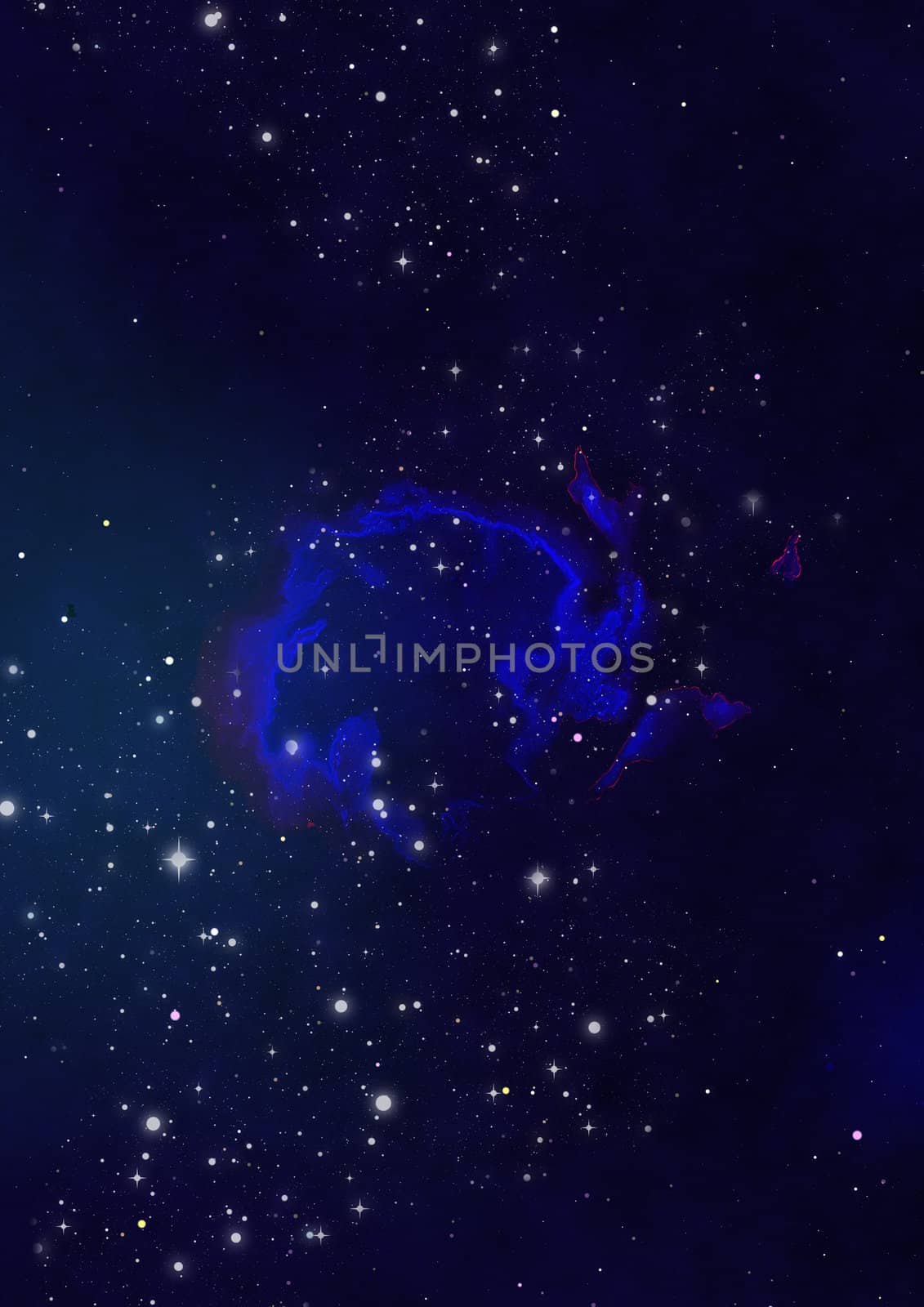 Far being shone nebula and star field against space