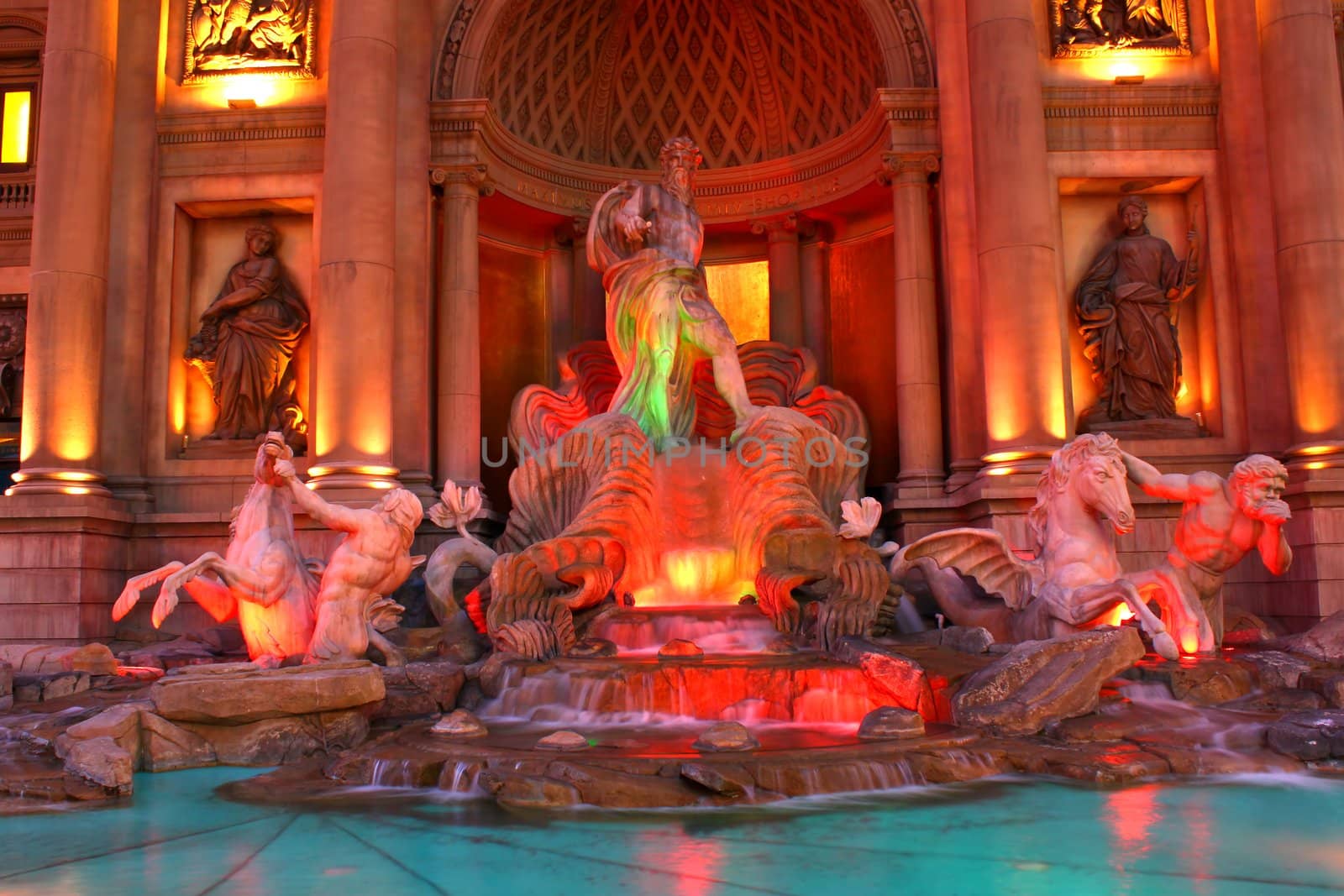 Las Vegas, USA - May 22, 2012: Sculptures outside Caesars Palace hotel and casino of Las Vegas showcase the establishment's Roman Empire theme.