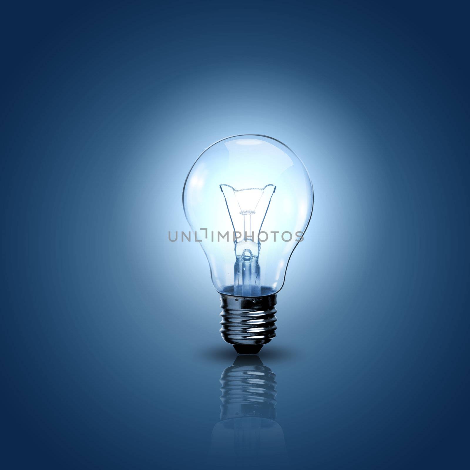 Light bulb lamps on a colour background