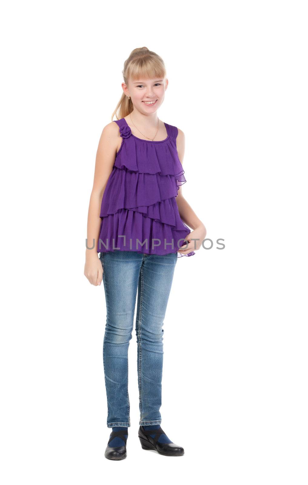 Young Girl Standing In Studio by Discovod