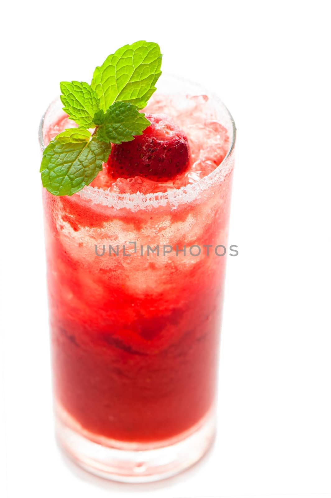 refreshing strawberry cocktail, isolated on white background