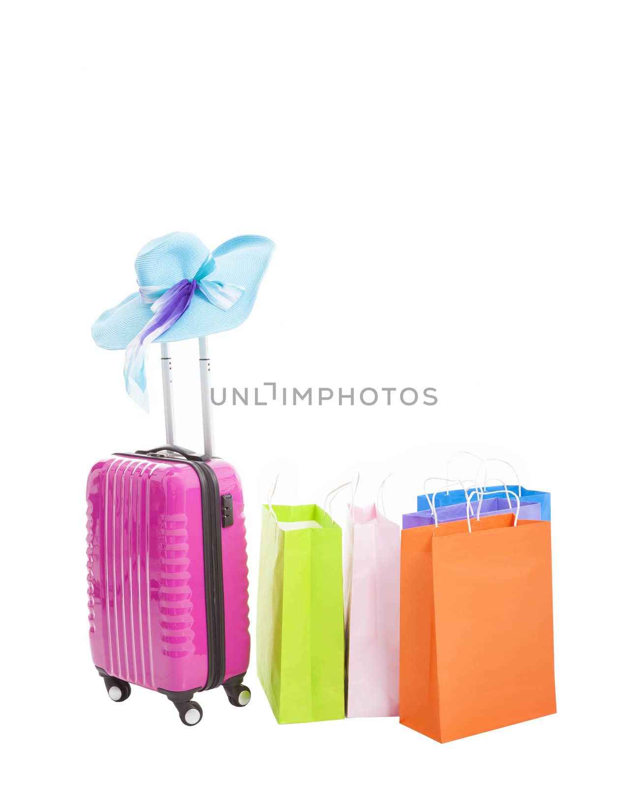 travel case with shopping bags isolated on white by tomwang