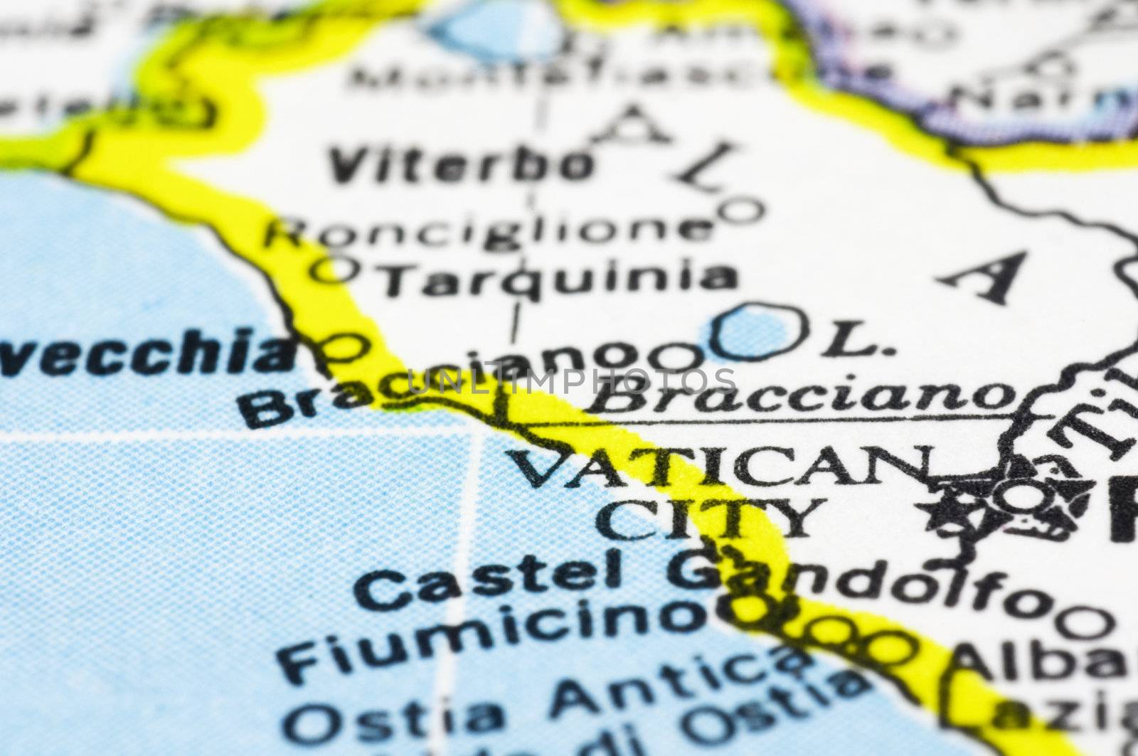 a close up shot of vatican city on map