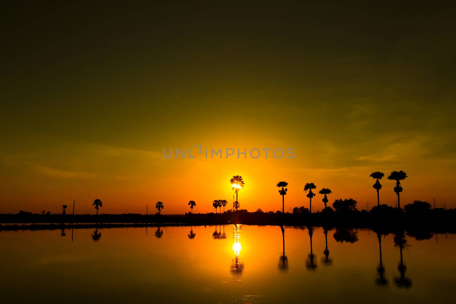 sunset in Chachoengsao province thailand