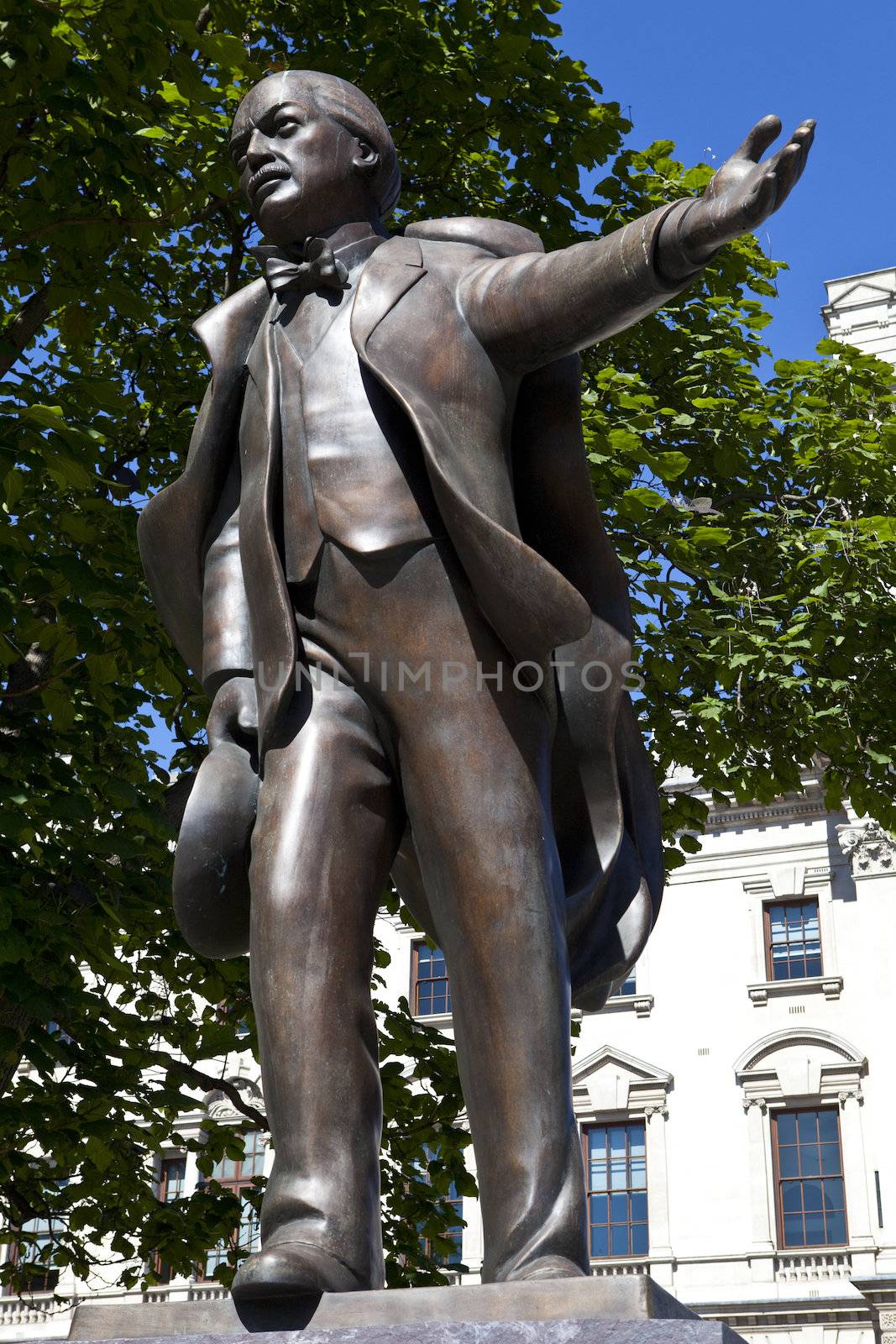Statue of former British Prime Minister David Lloyd George in Parliament Square, London.